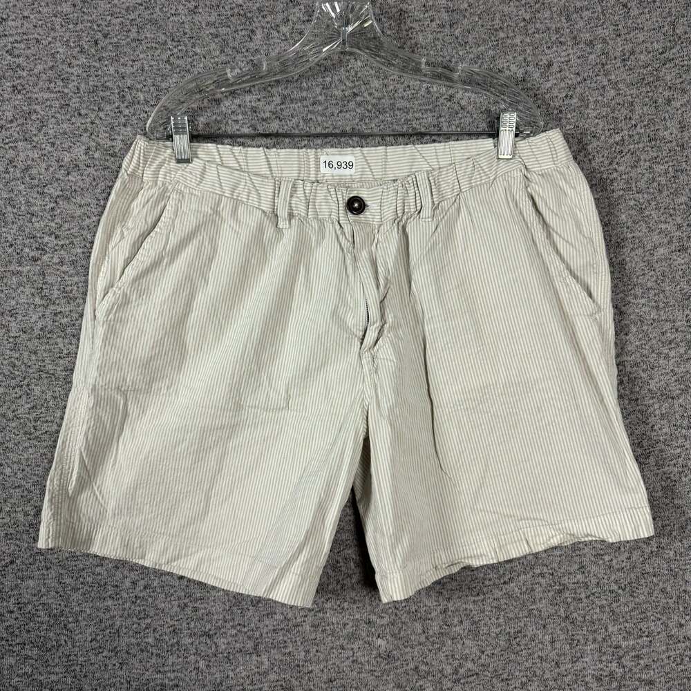 Chubbies Men's Size XXL Biege Stripe Cotton Regular Fit 7" Inseam Thigh Shorts
